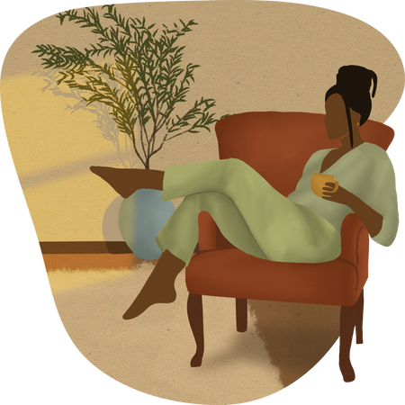 Modern Mixed Media Woman Lounging